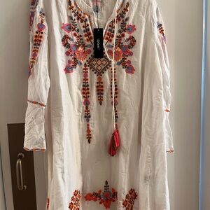 Tolani Cream Long Sleeve Bishop Dress Resort Wear